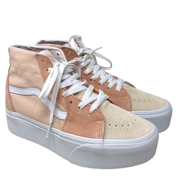 VANS Sk8-Hi Tapered Platform Shoes Skate Peach Women's Suede Canvas VN0A5JMKBOD - Picture 2 of 9
